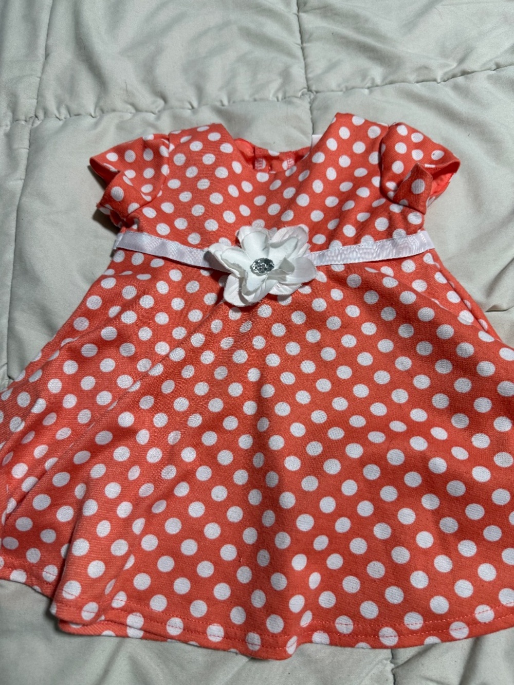 Polka Dot Orange White Flower Dress 18 Month Youngland Baby Short Sleeve